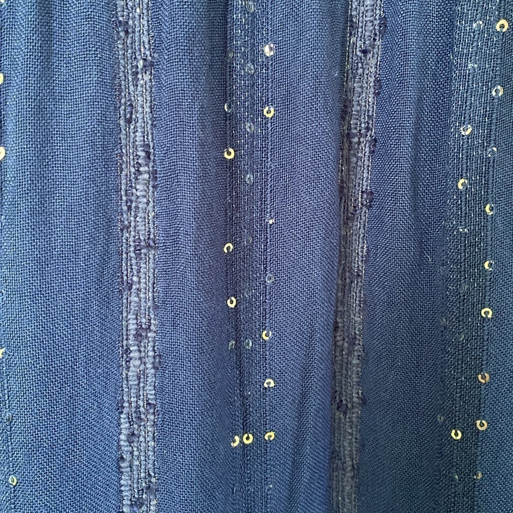 Soft Surroundings Kara Shimmer Sequined Tiered S/S Maxi Dress Blue Size LARGE - Picture 4 of 9